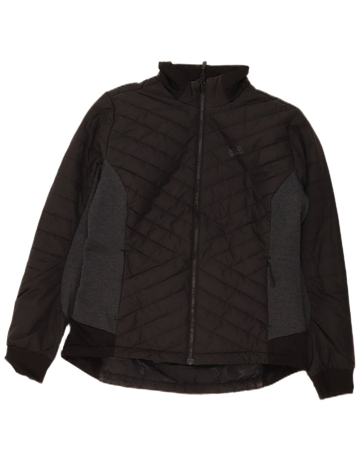 Jack Wolfskin γυναικείο μπουφάν UK 16 Large Black Colorblock Πολυεστέρας