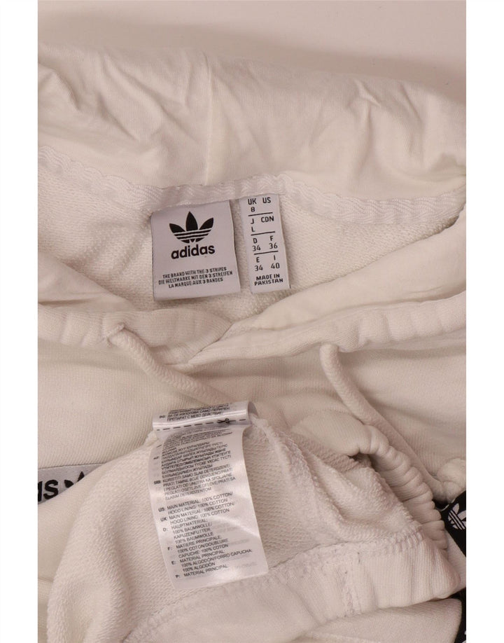 ADIDAS Γυναικείο Crop Graphic Hoodie Jumper UK 8 Small White Βαμβακερό