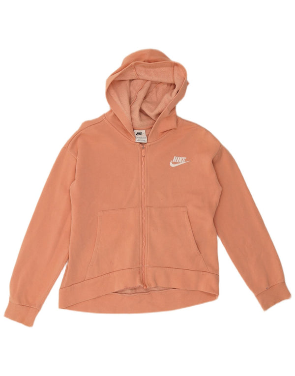 Nike Girls Zip Hoodie πουλόβερ 12-13 ετών μεγάλο ροζ βαμβακερό
