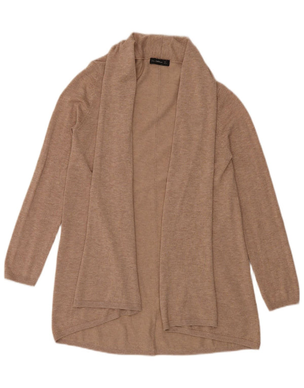Zara Γυναικείο Longline Ζακέτα πουλόβερ UK 14 Large Beige Flecked