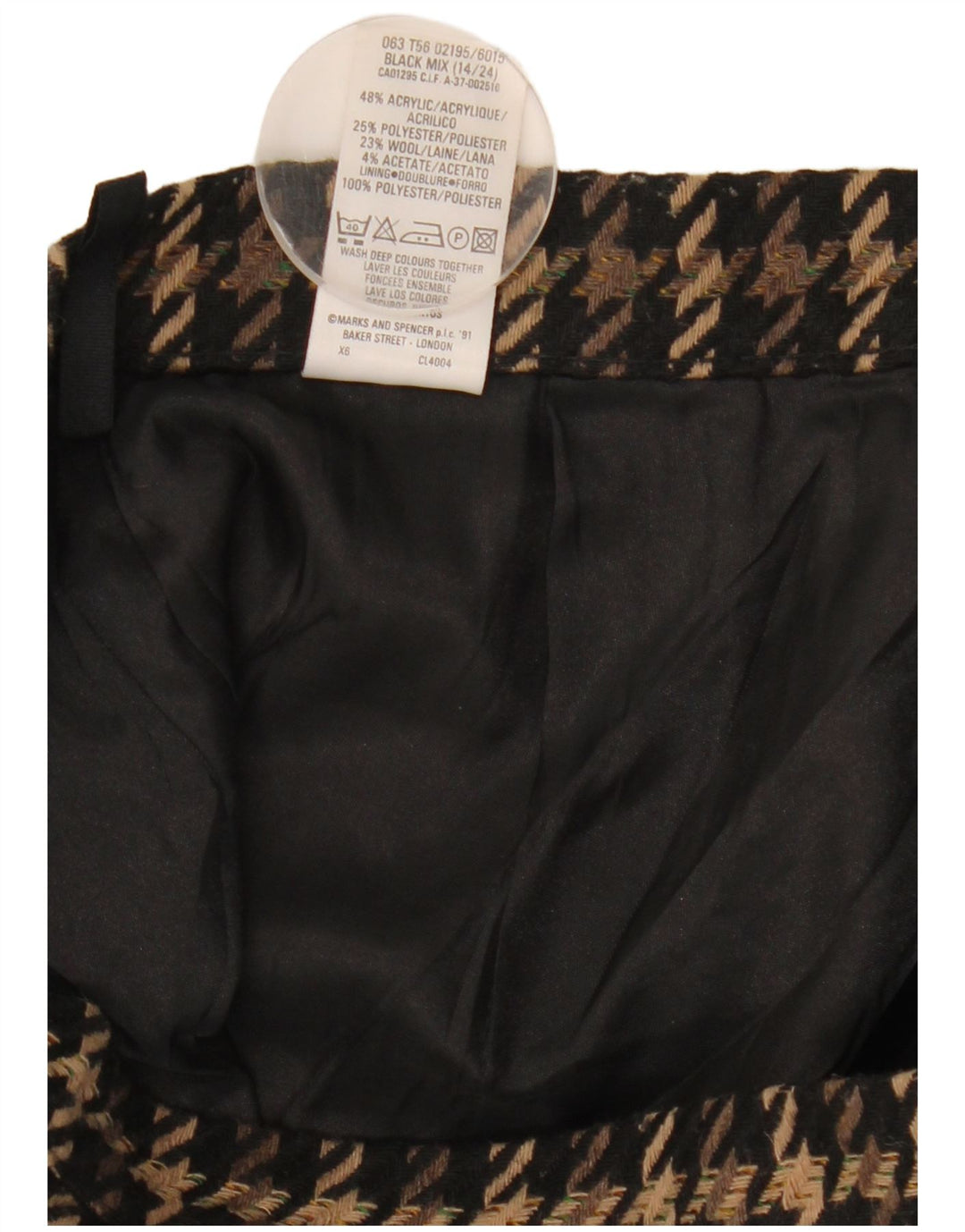 Marks & Spencer Γυναικεία Pencil Φούστα UK 14 Medium W28 Brown Check Acrylic