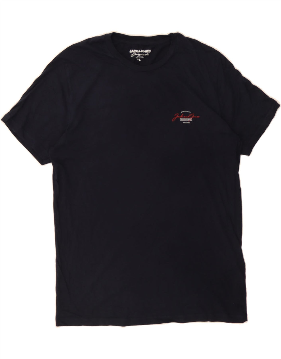 JACK & JONES Mens T-Shirt Top Large Navy Blue Cotton Vintage Jack & Jones and Second-Hand Jack & Jones from Messina Hembry 