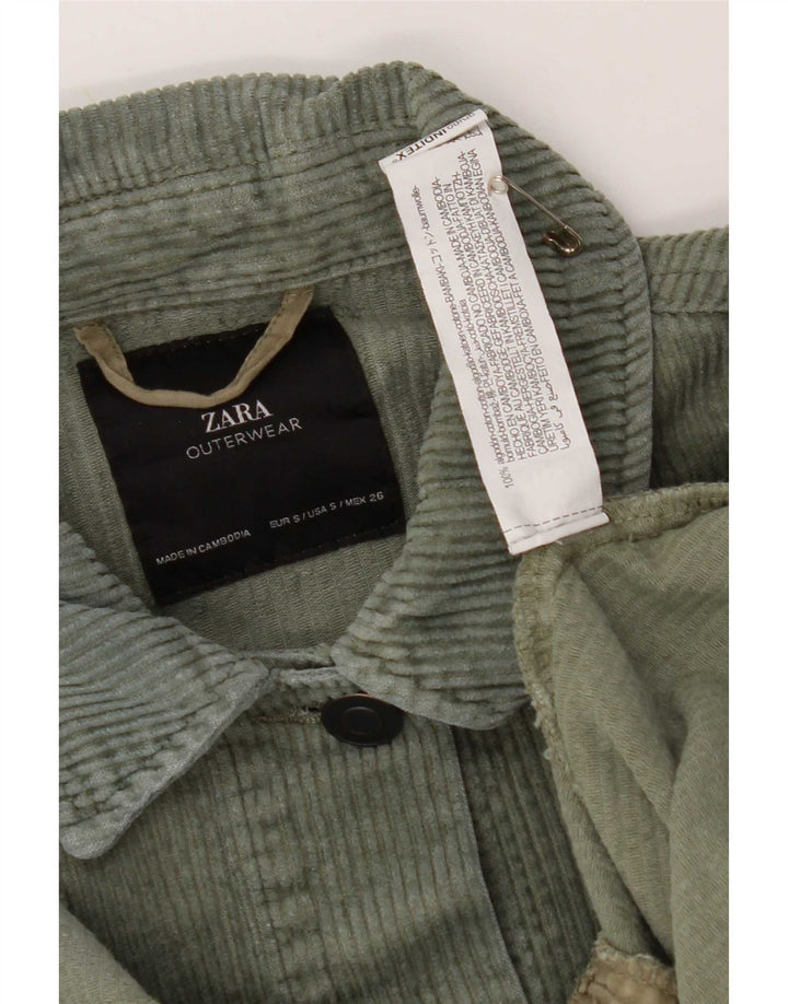 Zara Γυναικείο Κοτλέ Μπουφάν UK 10 Small Khaki Cotton