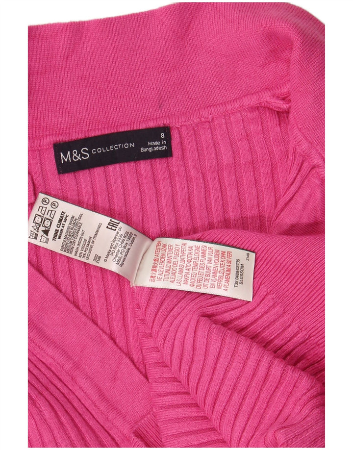 Marks & Spencer Γυναικείο πουλόβερ με λαιμό πόλο UK 8 Small Pink Viscose