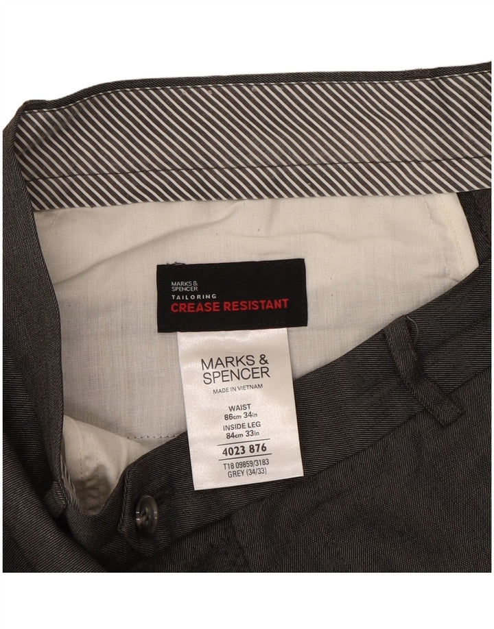Ανδρικό ίσιο παντελόνι Marks & Spencer W34 L33 Grey Polyester