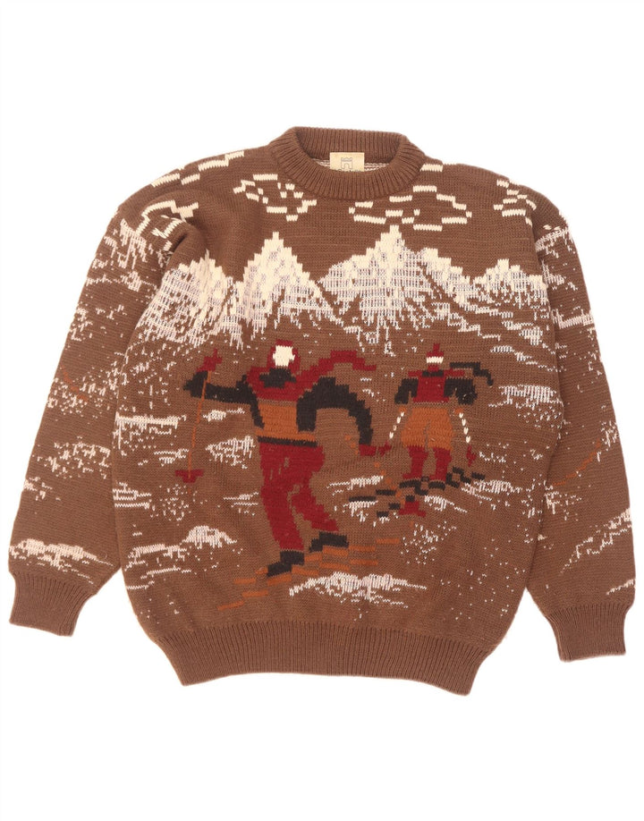 Ανδρικό πουλόβερ 4 Castella Graphic Crew Neck Jumper IT 52 μεγάλο καφέ μαλλί