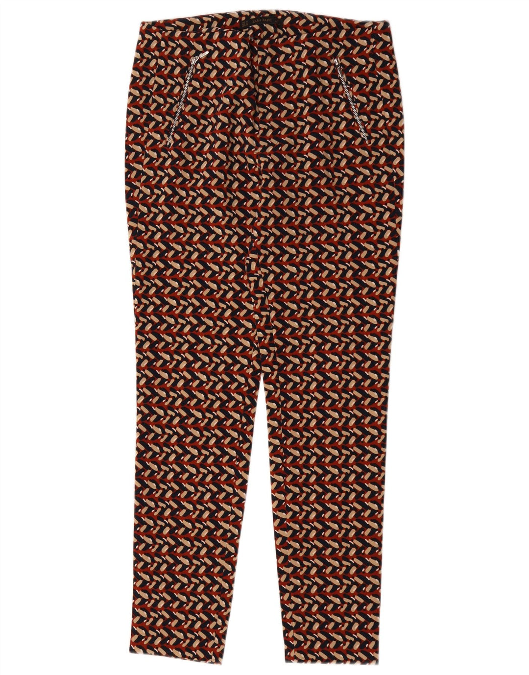 Zara Γυναικείο Slim παντελόνι Chino Medium W30 L28 Πολύχρωμο Γεωμετρικό