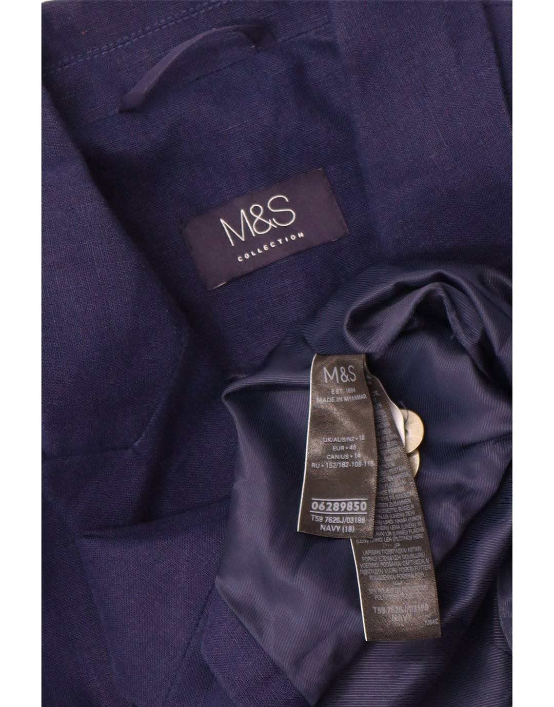 Marks & Spencer Γυναικείο Μπλέιζερ Διπλό Μπουφάν UK 18 XL Navy Blue