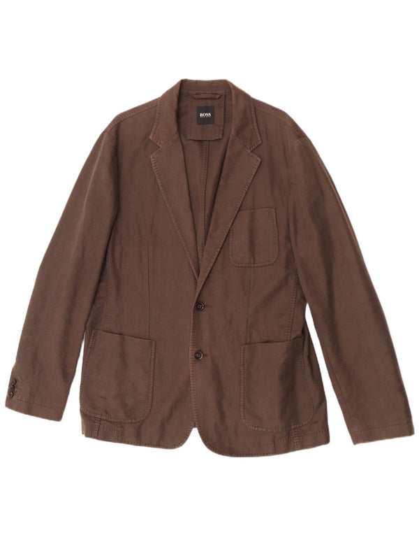 Ανδρικό σακάκι σακάκι με 2 κουμπιά Hugo Boss EU 52 XL Καφέ Λινό