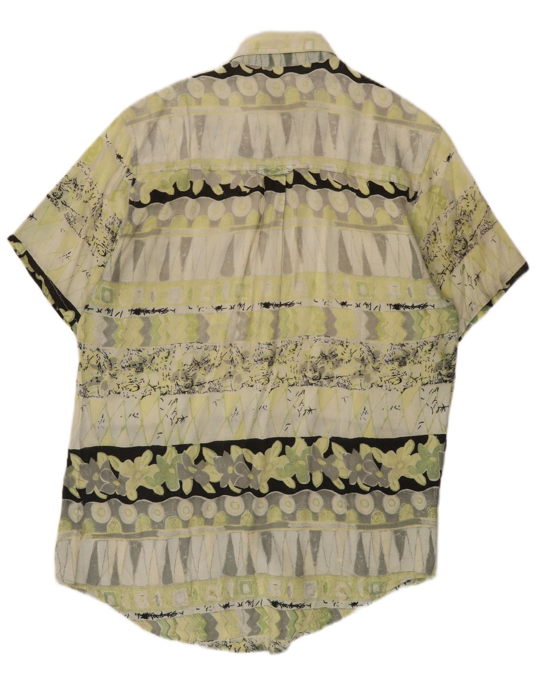 Vintage Ανδρικό κοντομάνικο πουκάμισο Μεσαίο πράσινο γεωμετρικό