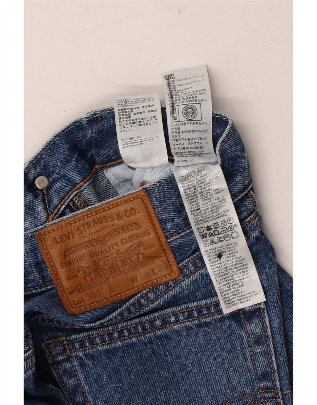 Levi's Mens 551 Straight Jeans W26 L28 Blue Cotton