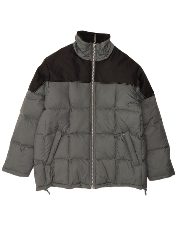 Vintage Mens Loose Fit Padded Jacket UK 38 Medium Grey Colourblock Nylon