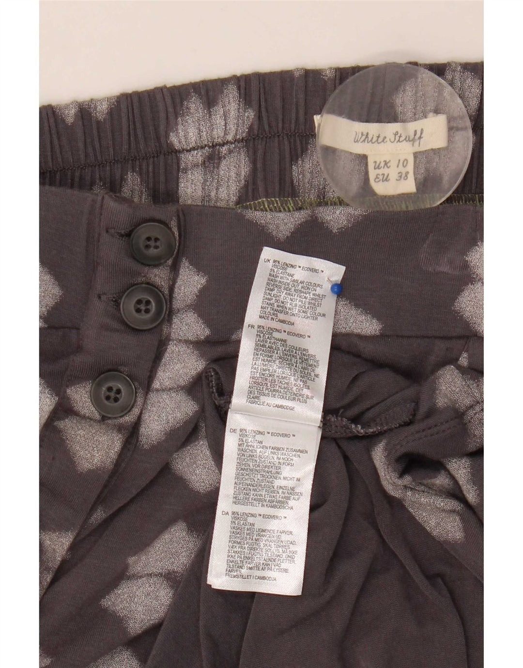 White Stuff Γυναικεία φούστα σε γραμμή Α UK 10 Small W32 Grey Geometric Viscose