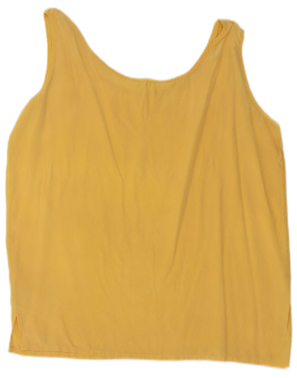 Vintage γυναικεία αμάνικη μπλούζα τοπ UK 14 Medium Yellow Silk