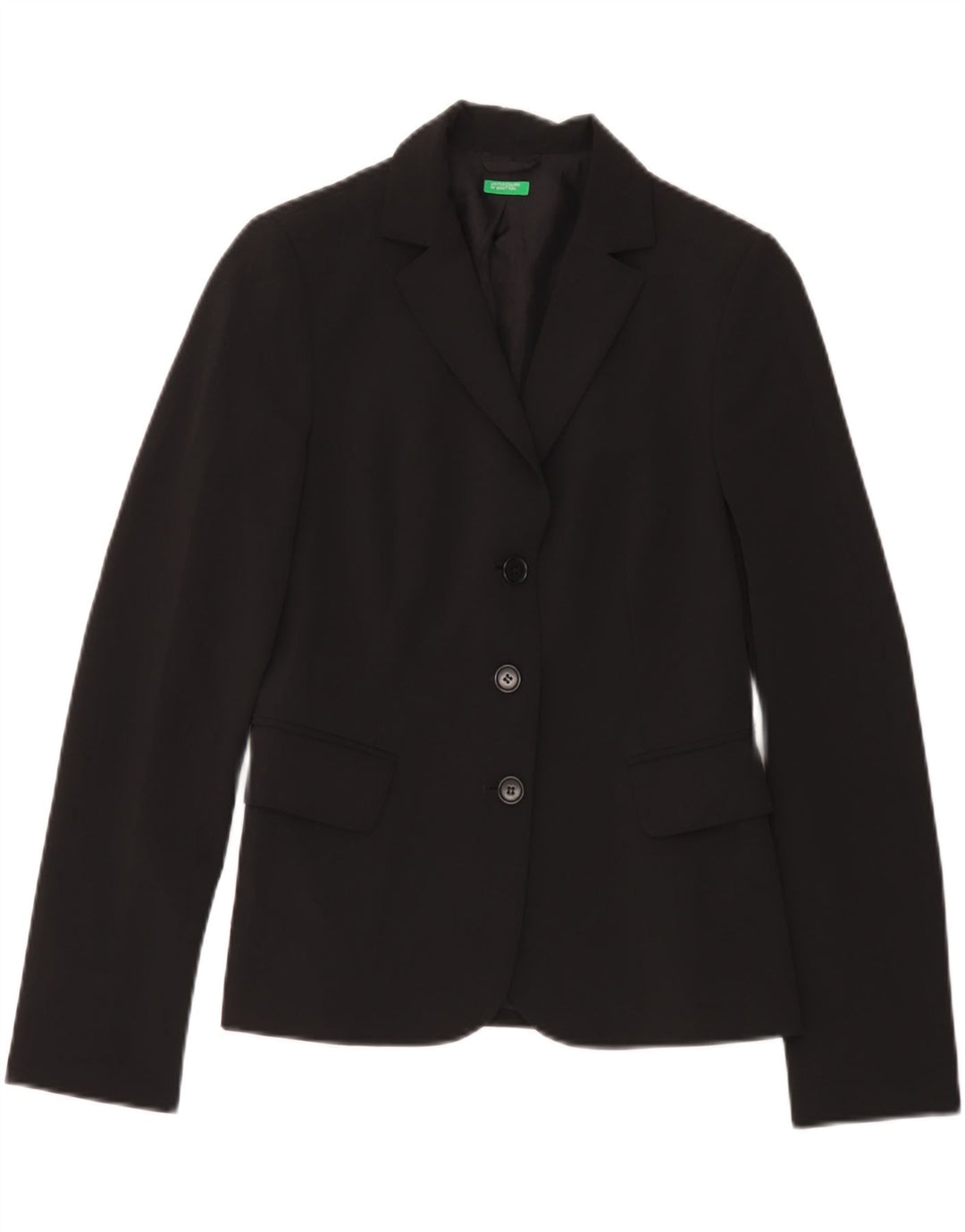 Benetton Γυναικείο Μπουφάν Blazer 3 Κουμπιών IT 42 Μεσαίο Μαύρο Πολυεστέρας