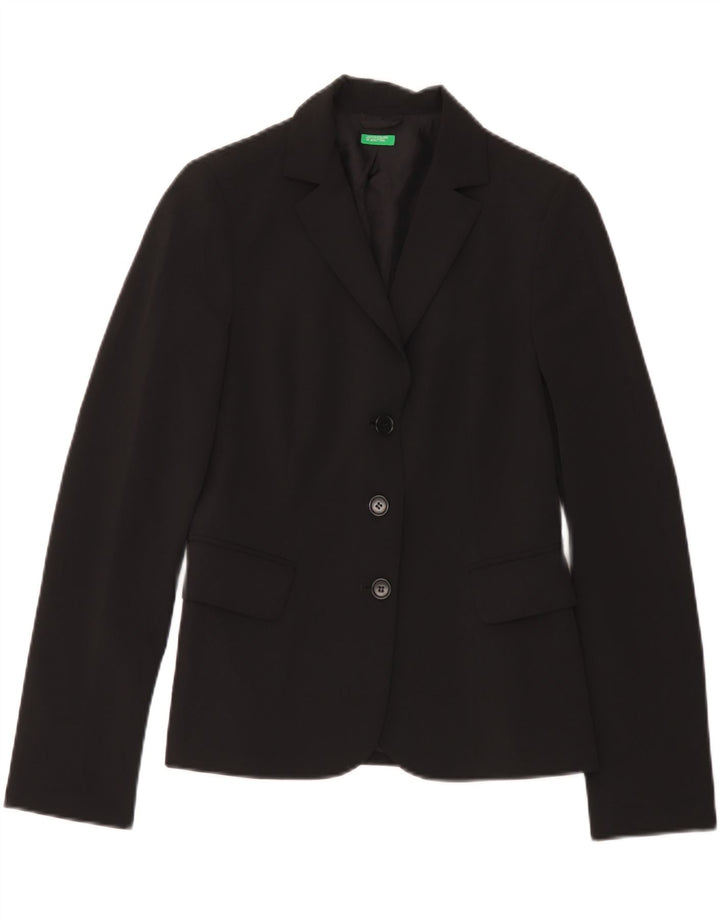 Benetton Γυναικείο Μπουφάν Blazer 3 Κουμπιών IT 42 Μεσαίο Μαύρο Πολυεστέρας