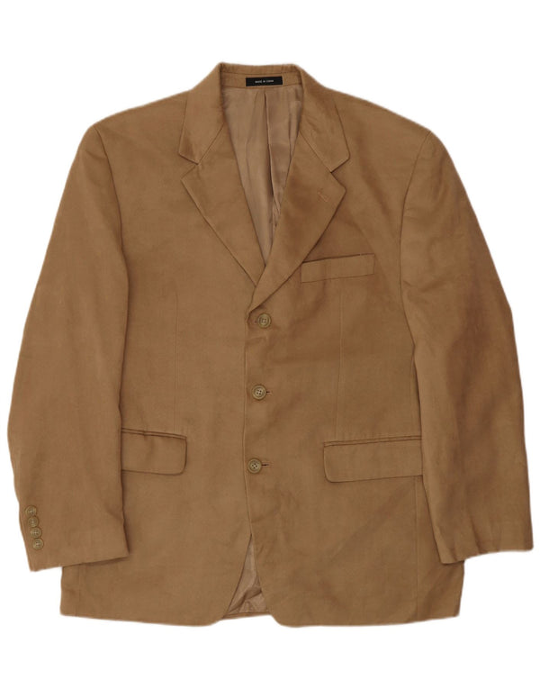 Chaps Mens 3 Button Blazer Jacket UK 38 Medium Beige Polyester