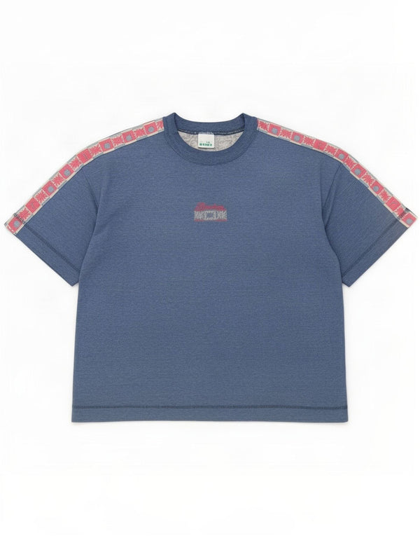 Diadora Γυναικείο γραφικό T-Shirt Top UK 14 Medium Navy Blue Cotton