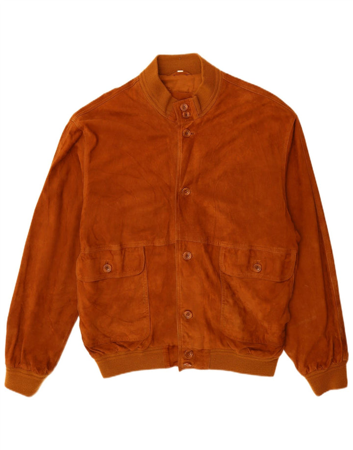 Vintage Ανδρικό Suede Bomber Jacket IT 56 3XL Καφέ Δερμάτινο