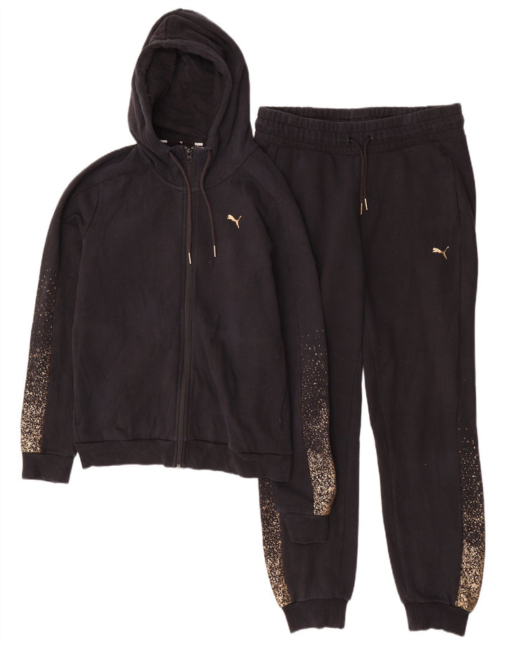 Puma γυναικεία φόρμα με κουκούλα UK 14 Medium Black Spotted