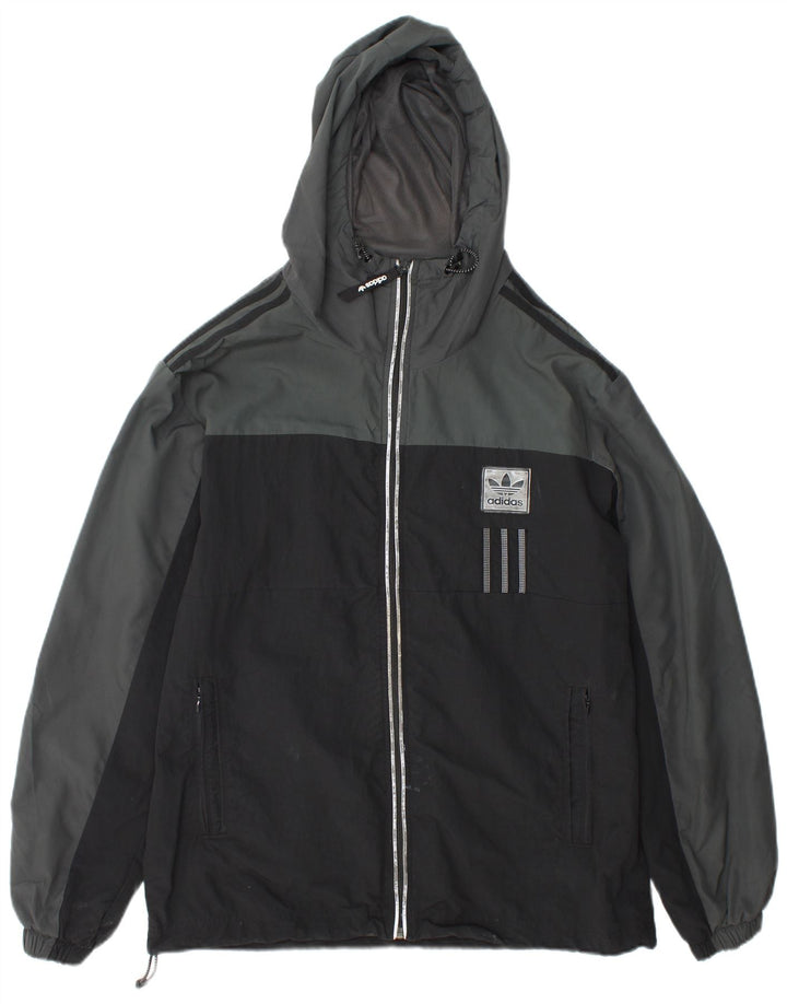 Adidas Ανδρικό μπουφάν βροχής με κουκούλα UK 38 Medium Grey Colorblock Nylon