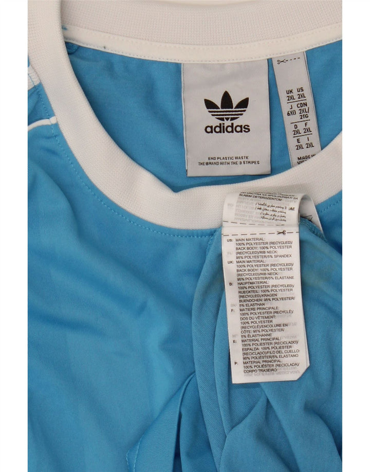 Ανδρικό T-Shirt Adidas Top 2XL μπλε ριγέ πολυεστέρα