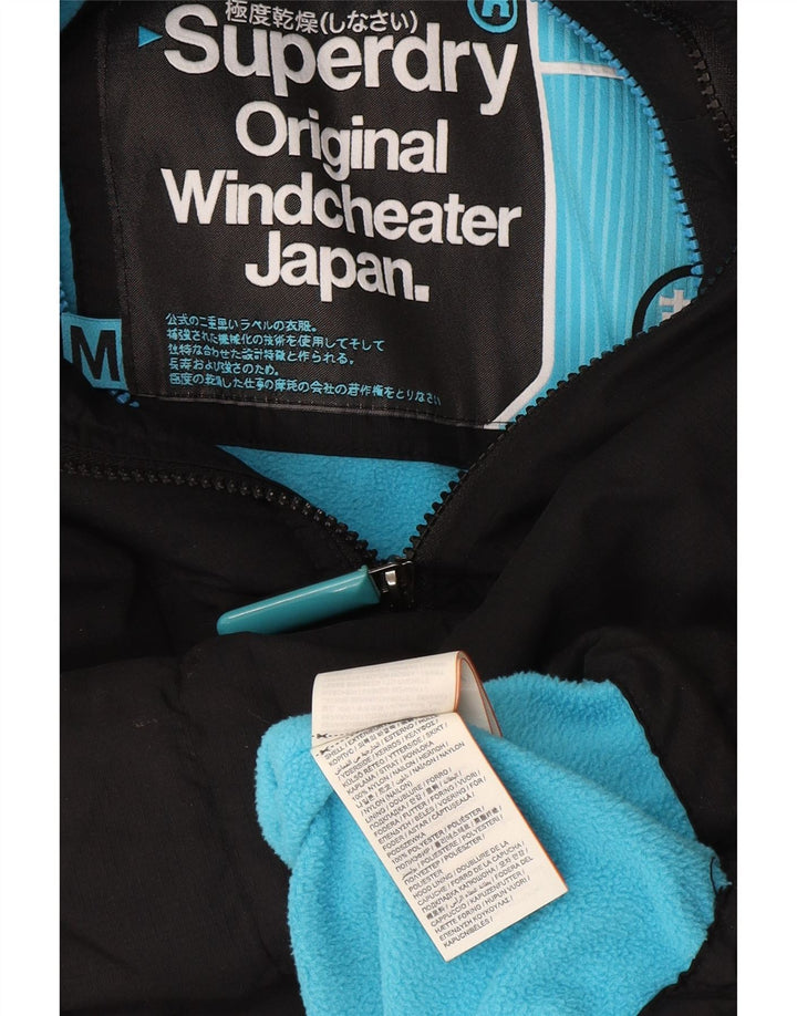 Superdry Γυναικείο Windcheater Hooded Windbreaker Jacket UK 14 Medium Black