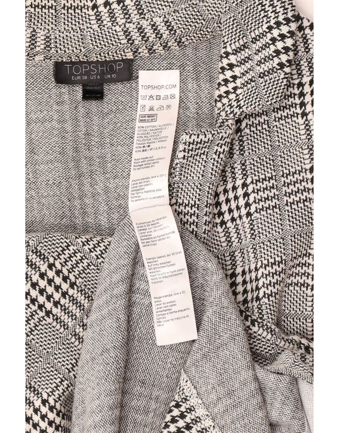 Topshop Γυναικείο Πανωφόρι UK 10 Small Grey Houndstooth Βαμβακερό
