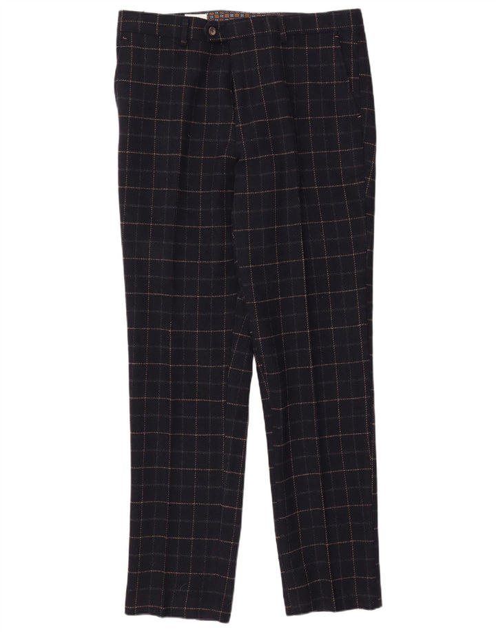 Cavani Ανδρική στολή 2 κουμπιών UK 40 Large W38 L32 Navy Blue Check