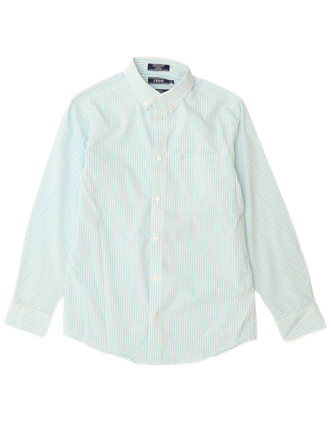 Izod Boys Stretch πουκάμισο 14-15 ετών Μεγάλο μπλε βαμβακερό Gingham