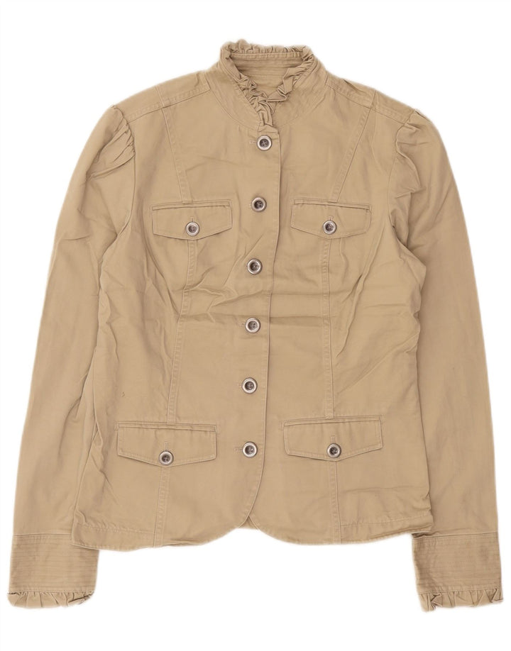 Eddie Bauer Γυναικείο Ψηλό Σακάκι Μπλέιζερ UK 12 Βαμβακερό μεσαίο μπεζ