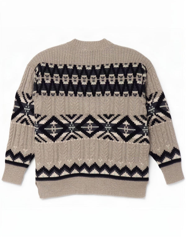 Marks & Spencer Γυναικεία ζακέτα πουλόβερ UK 14 Medium Grey Fair Isle