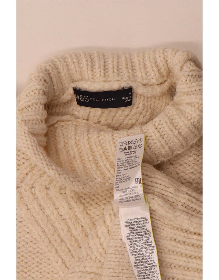 Marks & Spencer γυναικείο πουλόβερ με λαιμό χελώνα UK 14 Medium Off White