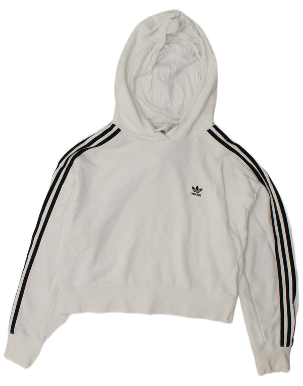 Γυναικεία κουκούλα ADIDAS Oversized Crop UK 8 Small White Cotton