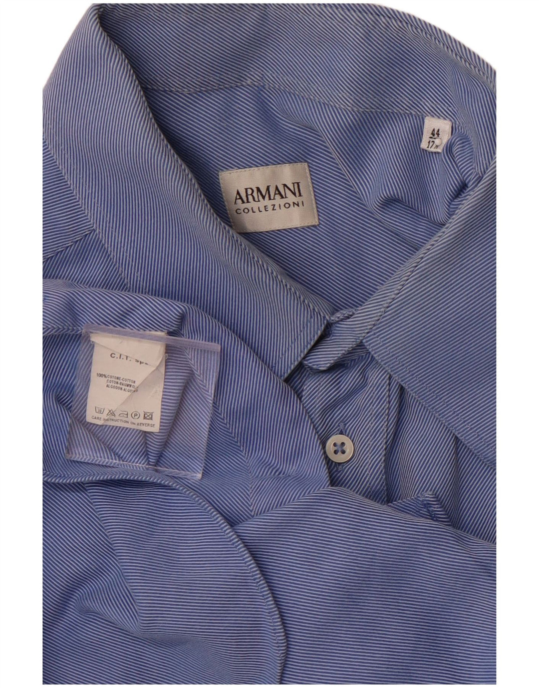 Ανδρικό πουκάμισο ARMANI COLLEZIONI Μέγεθος 44 17 1/2 XL Μπλε ρίγες βαμβακερό