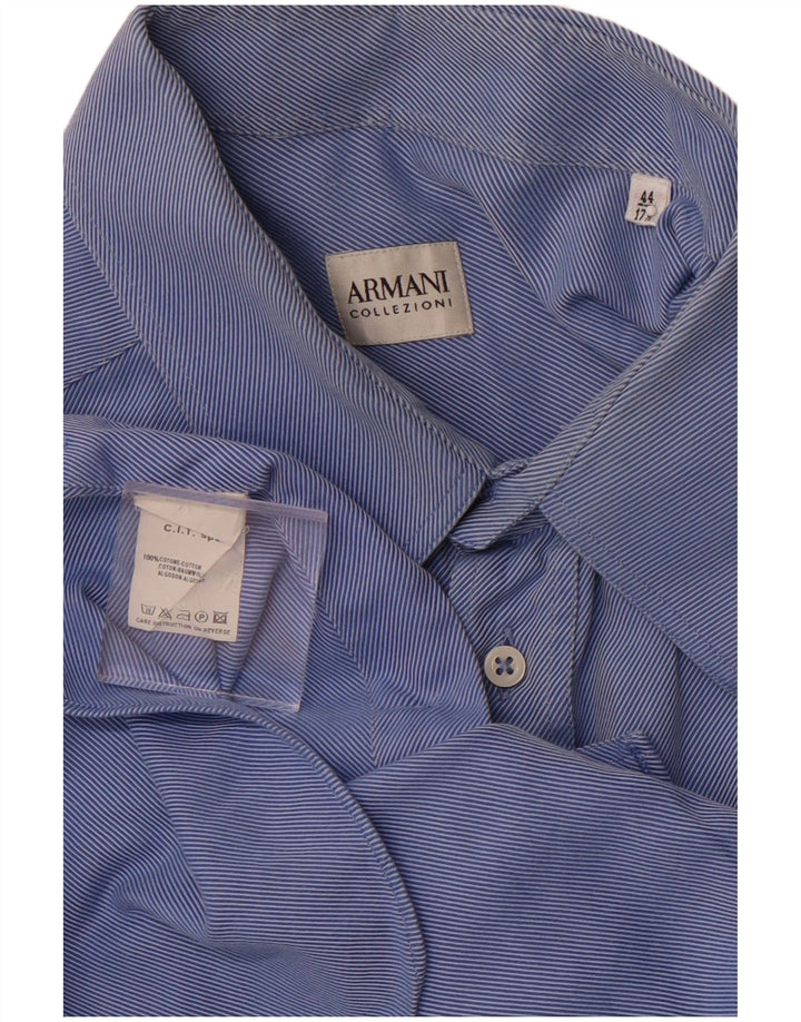 Ανδρικό πουκάμισο ARMANI COLLEZIONI Μέγεθος 44 17 1/2 XL Μπλε ρίγες βαμβακερό