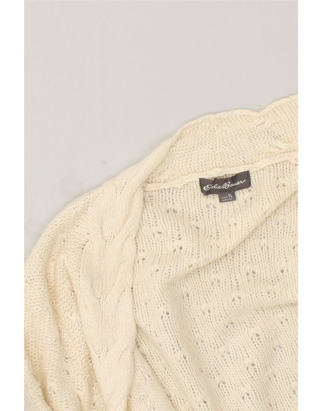 EDDIE BAUER Womens Cardigan Sweater UK 16 Large White Nylon | Vintage Eddie Bauer | Thrift | Second-Hand Eddie Bauer | Used Clothing | Messina Hembry 