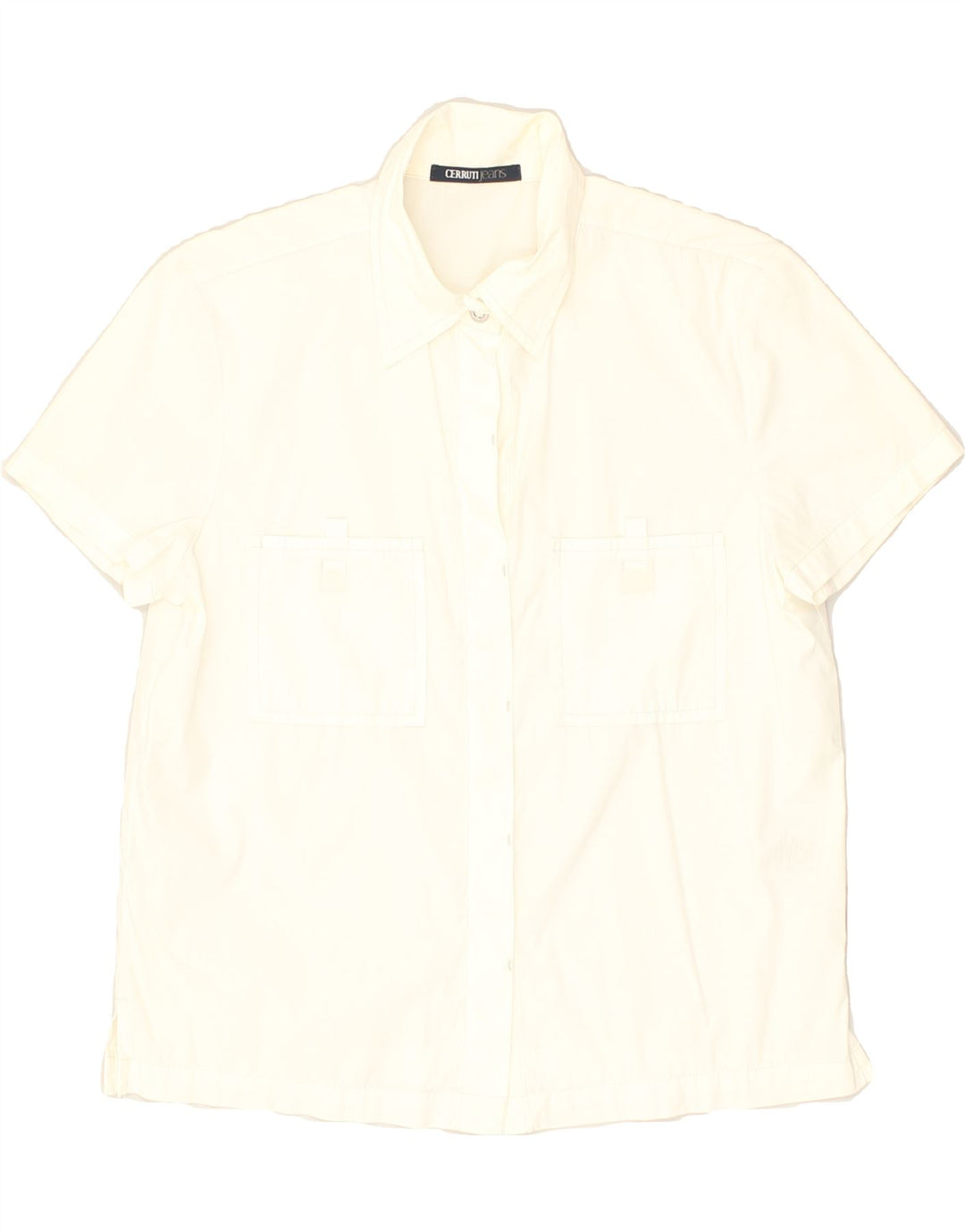 CERRUTI 1881 Womens Oversized Short Sleeve Shirt UK 6 XS White Cotton | Vintage Cerruti 1881 | Thrift | Second-Hand Cerruti 1881 | Used Clothing | Messina Hembry 