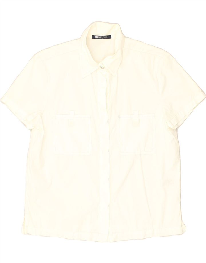 CERRUTI 1881 Womens Oversized Short Sleeve Shirt UK 6 XS White Cotton | Vintage Cerruti 1881 | Thrift | Second-Hand Cerruti 1881 | Used Clothing | Messina Hembry 