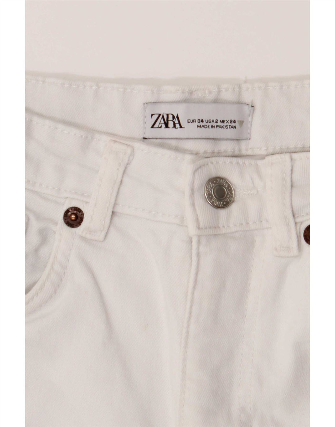 Zara Γυναικείο Τζιν μποτάκι EU 34 2XS W24 L24 Λευκό