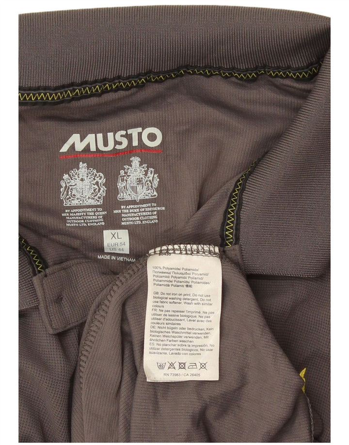 MUSTO Ανδρικό πουκάμισο Polo XL Γκρι Πολυαμίδιο