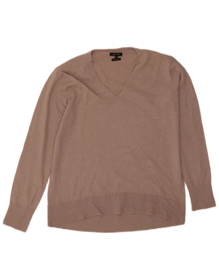 Massimo Dutti Γυναικείο πουλόβερ με λαιμόκοψη μεγάλου μεγέθους UK 6 XS γκρι