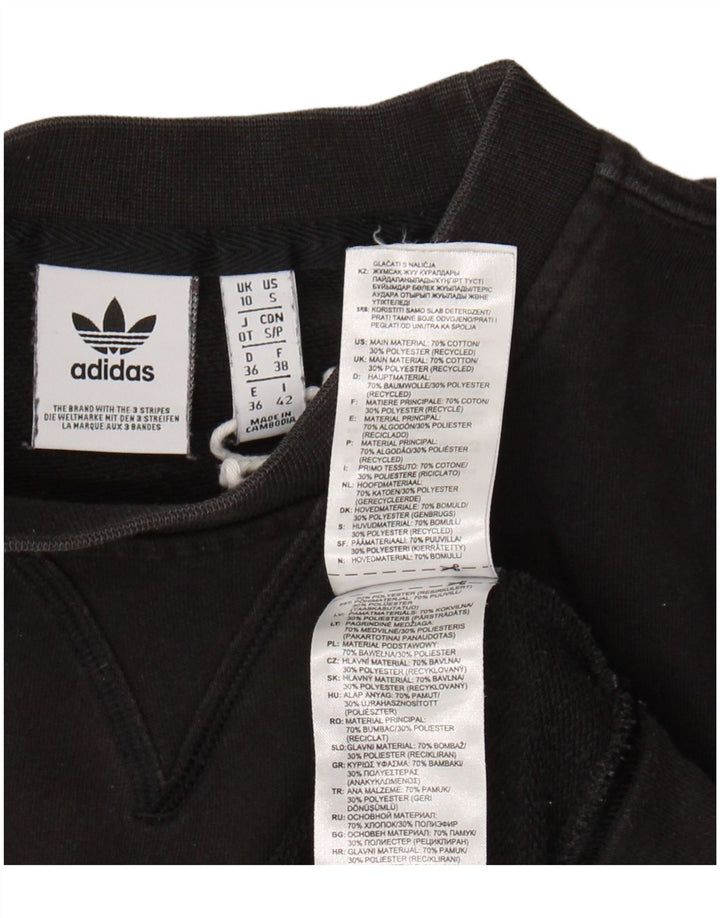 ADIDAS Womens Oversized Sweatshirt Jumper UK 10 Small Black Cotton