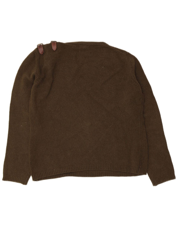 Massimo Dutti Γυναικείο πουλόβερ με λαιμόκαυστο UK 16 Large Khaki Wool