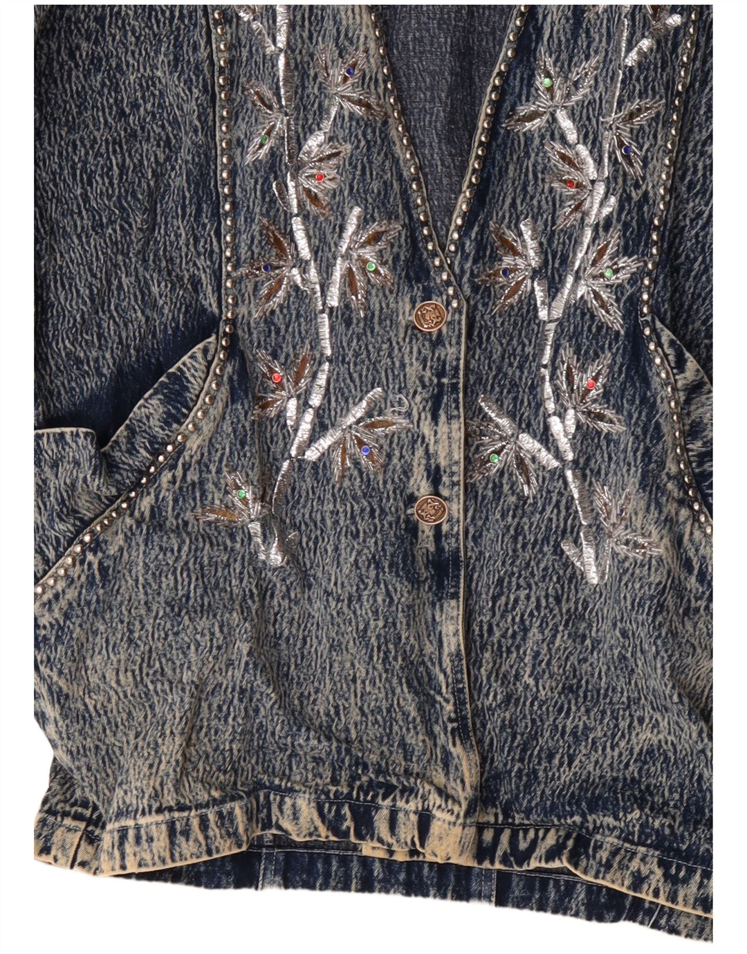 JAZZINO Γυναικείο 3/4 μανίκι τζιν μπουφάν UK 18 XL μπλε φλοράλ