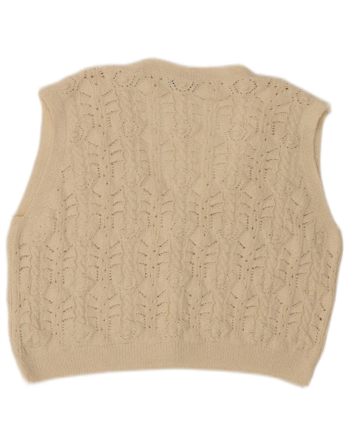 Γυναικείο Αμάνικο Ζακέτα ZARA Crop UK 14 Medium Beige Polyester