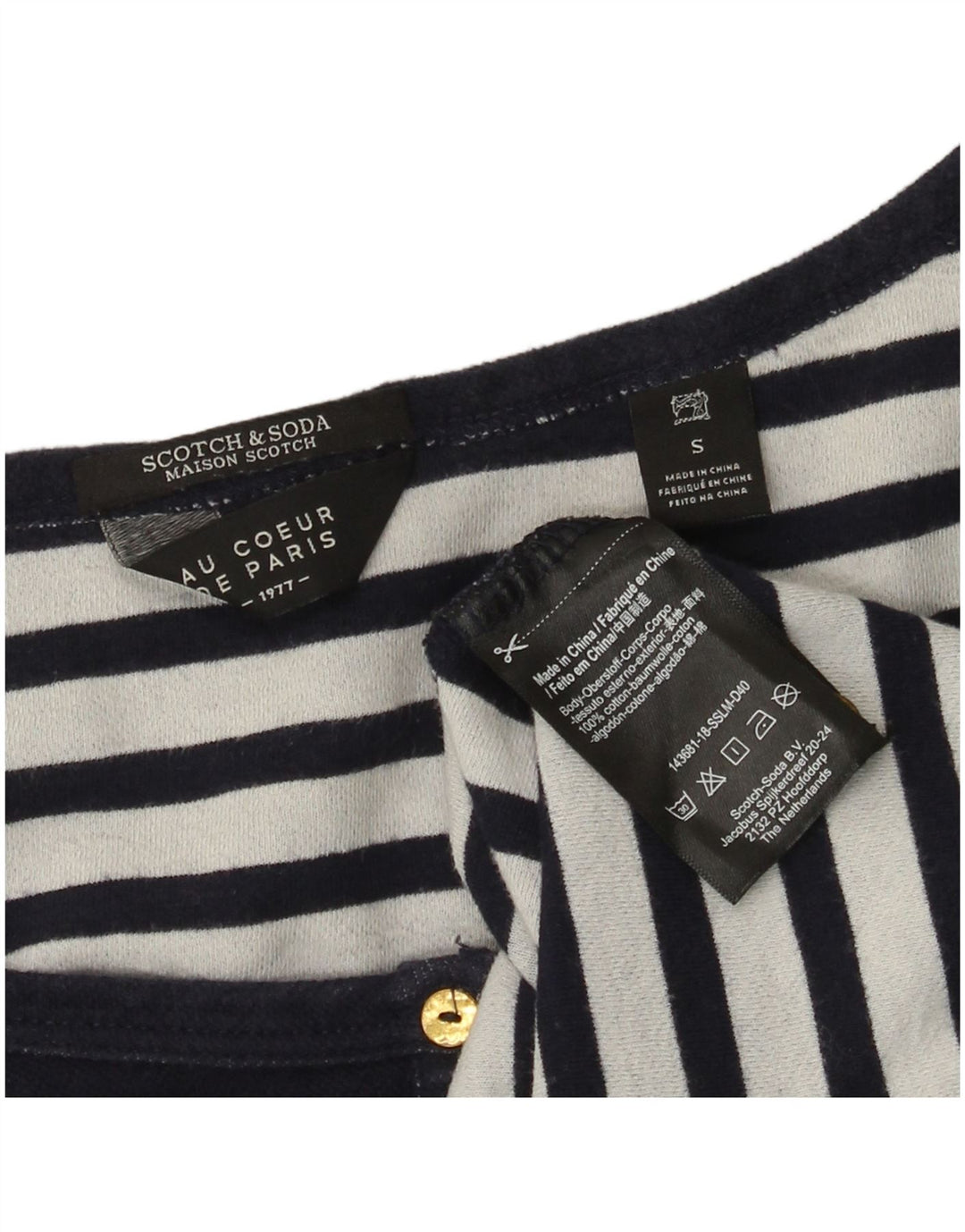 SCOTCH & SODA Γυναικεία μπλούζα μακρυμάνικη UK 10 Small Navy Blue Cotton