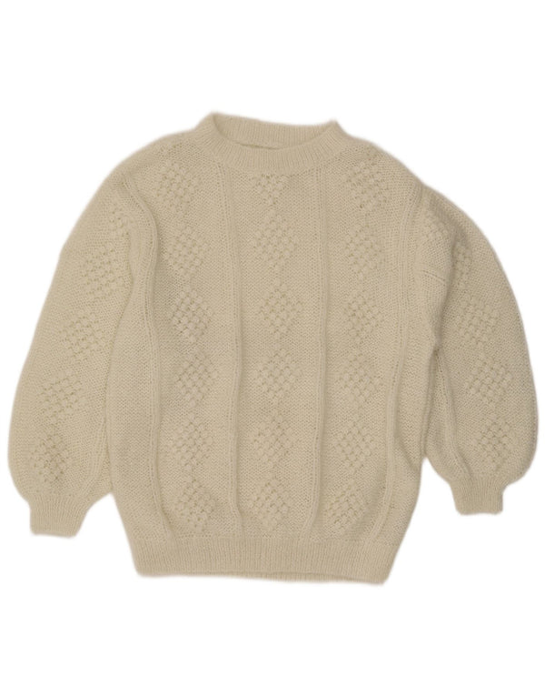 Vintage γυναικείο πουλόβερ με λαιμόκοψη UK 20 2XL Λευκό Ακρυλικό