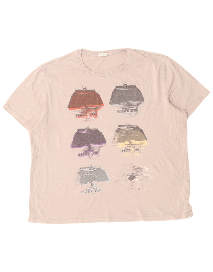 PAUL SMITH Ανδρικό γραφικό T-Shirt Top μεγάλο γκρι βαμβακερό