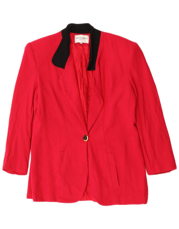 Alvin Bell Womens 1 Button Blazer Jacket UK 16 Large  Red Colourblock Wool